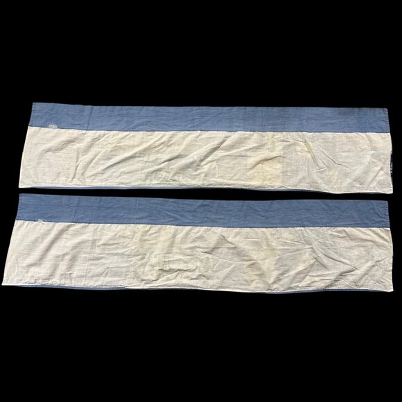 Retro Tropical Surf Patchwork Curtain Toppers 2 Panels Beach Nautical Plaid - Picture 3 of 11